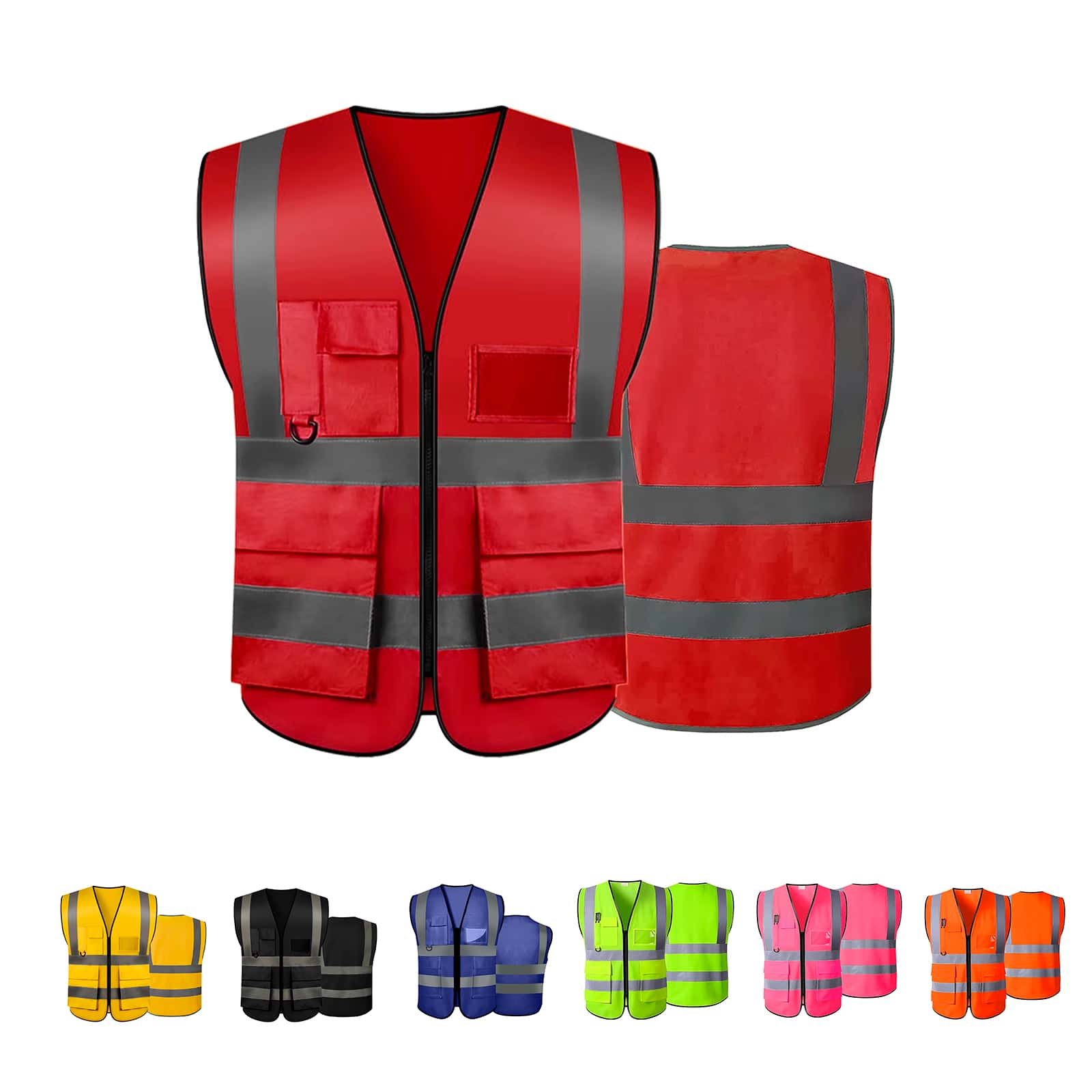 Vmingo Industrial Vest Reflective Firefighter 1 Piece - Red - View 1