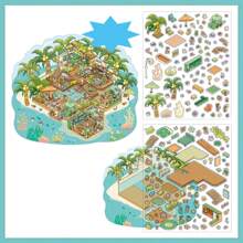 3 adesivos de cenário de minicasas 2,5D tamanho grande, Minha Casa Série 2, adequados para presentes, escritório, casa, marcação, etiquetagem, sala de aula, brinquedos de entretenimento, diário do aluno, paisagismo, adesivos decorativos faça você mesmo, material escolar, volta às aulas