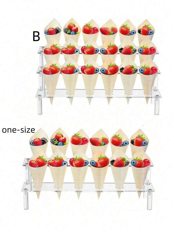 Soporte transparente de acrílico de 2 o 3 niveles para exhibir conos de helado, portacono de postre para fiesta de cumpleaños