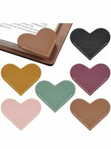 2pcs/1Set Leather Heart-Shaped Bookmark, Corner Book Accessory Cute Corner Bookmark, Reading Enthusiast Book Accessory, Women's Bookmark, Book Enthusiast Bookmark, Suitable For Gifts For Women, Children, And Book Enthusiasts, Cute Handmade Reading Gift Accessory,Color Random Back To School