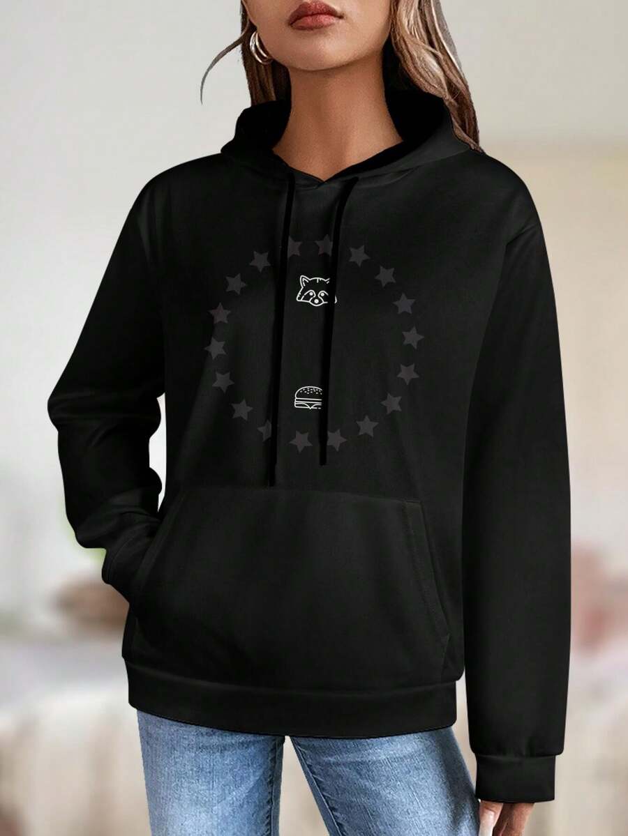 Spiffo's Restaurant Halloween Panda Raccoon Sweatwomen Hoodies For Women Project Zomboid Trash Panda - màu đen - Xem 1