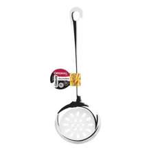 Kit 5 Utensilios De Cozinha Aco Inox Concha Escumadeira Espatula Vazada Colher Arroz Espatula Bolo