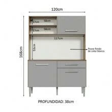 Cocina Integral Modular Madesa Life 120cm Marrón/Gris - Marróm y Gris - Ver 4