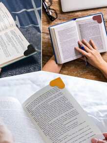 2pcs/1Set Leather Heart-Shaped Bookmark, Corner Book Accessory Cute Corner Bookmark, Reading Enthusiast Book Accessory, Women's Bookmark, Book Enthusiast Bookmark, Suitable For Gifts For Women, Children, And Book Enthusiasts, Cute Handmade Reading Gift Accessory,Color Random Back To School