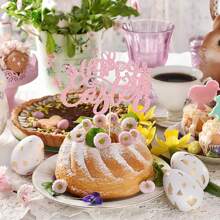 1 Stück Glitzer Kaninchen Karotte Kuchen Picker Rosa Happy Easter Kuchen Topper, Hasen Kuchen Dekoration für Happy Easter Geburtstags Party Zubehör