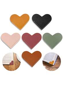 2pcs/1Set Leather Heart-Shaped Bookmark, Corner Book Accessory Cute Corner Bookmark, Reading Enthusiast Book Accessory, Women's Bookmark, Book Enthusiast Bookmark, Suitable For Gifts For Women, Children, And Book Enthusiasts, Cute Handmade Reading Gift Accessory,Color Random Back To School