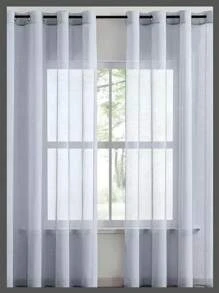 Cortina Voil Amassado Transparente bege sem forro 2,60 x 1,70