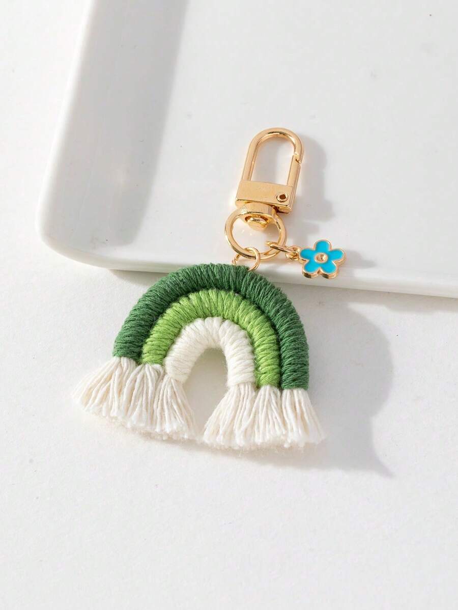1 chiếc túi hoa cầu vồng mini dễ thương/phụ kiện quà tặng phù dâu móc len - màu xanh lá - Xem 1