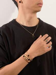 Znice 6pcs/Set Lucky 5-Leaf Flower Bracelet Necklace Jewelry Set, Suitable For Daily Wear & Occasions - Black - View 3