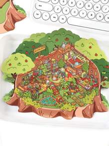 3 adesivos de cenário de minicasas 2,5D tamanho grande, Minha Casa Série 2, adequados para presentes, escritório, casa, marcação, etiquetagem, sala de aula, brinquedos de entretenimento, diário do aluno, paisagismo, adesivos decorativos faça você mesmo, material escolar, volta às aulas