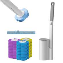 Cepillo de inodoro desechable con 18 recambios, sistema de limpieza de inodoro desechable con cepillo, soporte de almacenamiento y 18 cabezales de recambio para la limpieza del baño, decoración de otoño