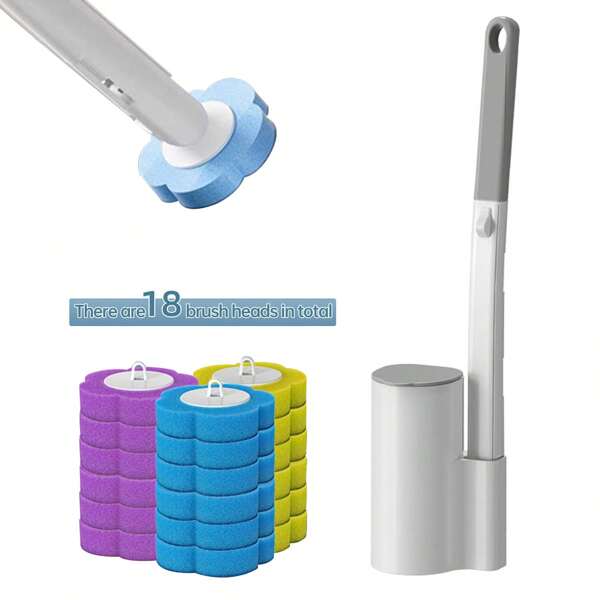 Disposable Toilet Brush With 18Refills, Toilet Bowl Brush Disposable Toilet Cleaning System, Storage Caddy And 18 Toilet Brush Refill Heads For Bathroom Cleaning Bathroom Decor Fall Decor
