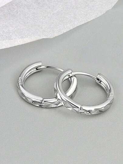 Elegant 1 Pair 925 Silver Plated Simple Exquisite Round Earrings Fashion Charm Women Wedding Gift Party Birthday Jewelry