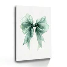 1 Pc, Soft Watercolor Mint Green Bow With Light Airy Textures, Original, Canvas, Wall Art, Living Room Wall Decorations, Bedrooms, Bathrooms, Frame Poster Art Prints, Hanging Paintings, Home Decoration, Festivals. Home Decorati 1 (1) - Multicolor - View 1