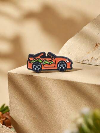 1pc Mini Fold Collar Racing Car Brooch, Metal Cabriolet Car Badge, Denim Clothes & Backpack Decorative Accessory, Gift For Friends And Classmates
