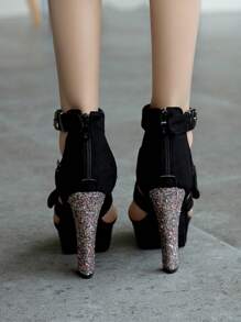 Sandales à talons aiguilles creuses sexy pour femmes, style français, plateforme imperméable à semelle épaisse, talons hauts à bout ouvert, printemps/été