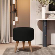 Kit Set Of 2 Round Stool Upholstered Pouf Sturdy Toothpick Foot Decorative Pouf - 黑色 - 查看 2