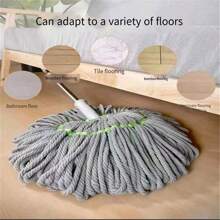 Quick-Dry, Multi-Functional Hands-Free Wringing Mop - Wet & Dry Use, Suitable For Home And Commercial Cleaning, Plastic Handle, Easy To Operate Manually