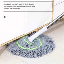 Quick-Dry, Multi-Functional Hands-Free Wringing Mop - Wet & Dry Use, Suitable For Home And Commercial Cleaning, Plastic Handle, Easy To Operate Manually