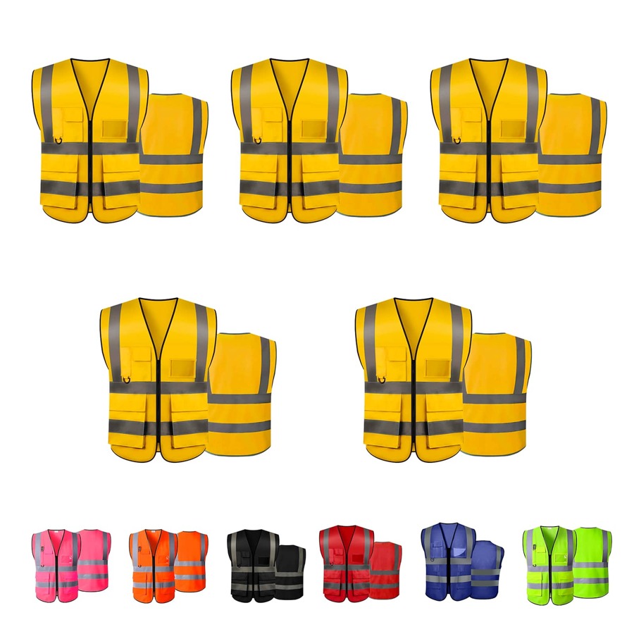Vmingo Reflective Firefighter Industrial Vest 5 Pieces - Yellow - View 1
