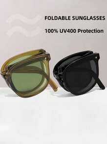 1pc Foldable Round Fashion Glasses For Women, Suitable For Daily Outfit, Photography, Shopping For Summer Beach Vacation,Outdoor,Travel