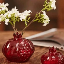 1pc High-End Glass Crafted Pomegranate Flower Vase, Desktop Decor, Flower Holder, Hydroponic Planter, Suitable For Home, Restaurant, Foyer, Gift Gifts Birthday Graduation