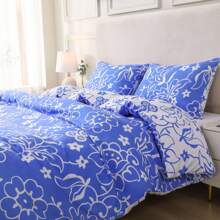 2pcs Set (1 Duvet Cover + 1 Pillowcase) 135*200cm 2pcs Set (1 Duvet Cover + 1 Pillowcase) 160*220cm 3pcs Set (1 Duvet Cover + 2 Pillowcases) 200*200cm 3pcs Set (1 Duvet Cover + 2 Pillowcases) 220*240cm 3pcs Set (1 Duvet Cover + 2 Pillowcases) 265*230cm Blue & White Floral Ditsy Print Bedding Sets - Modern 3D Digital Print Duvet Cover & Pillow Shams - Classic Elegant High-End Luxury Bedding - Suitable For All Seasons - Bedroom Home Decor