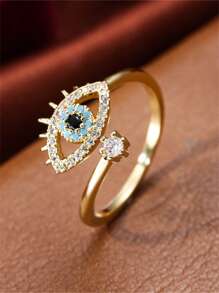 1pc Fashion Simple Demon Eye Design Ring For Women, Suitable For Daily Wear Finger/Index Finger Ring - Silver - View 3