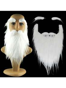 2pcs Holiday Dance Party Performance Prop Old Man Beard White Beard White Eyebrows False Beard Path - Multicolor - View 1