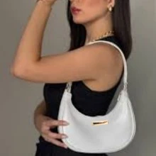 Bolsa Baguete Meia Lua Branca Feminina Média Alça de Ombro - Branco - Visão 2