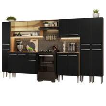 Cocina Integral Completa Modular Madesa Emilly 325cm Color Marrón/Negro 05 - Marrón y negro - Ver 2