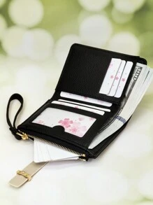 MINGYOU Women Short Wallet PU Bicolor Patchwork Mini Handbag Student Snap Fastener Multifunction Wallet Card Case Compact And Elegant Suitable As Holiday Gift For Women Wallet Mini Wallet Purse Wallet Small Wallet - Black - View 3