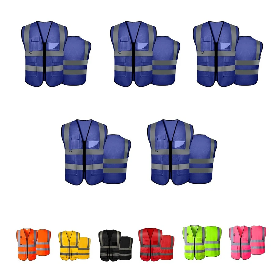 Vmingo Reflective Firefighter Industrial Safety Vest 5 Pieces - Blue - View 1