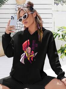 One Punch Man Saitama Big Size Women Hoodie Women's Jacket - Anime Manga Genos - 黑色 - 查看 1