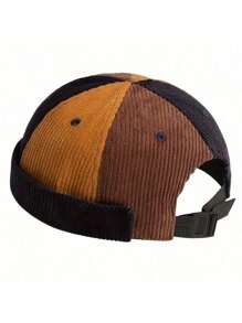 1 件男女通用灯芯绒报童帽，适合所有季节的无檐帽子 - 撞色款 - 查看 2