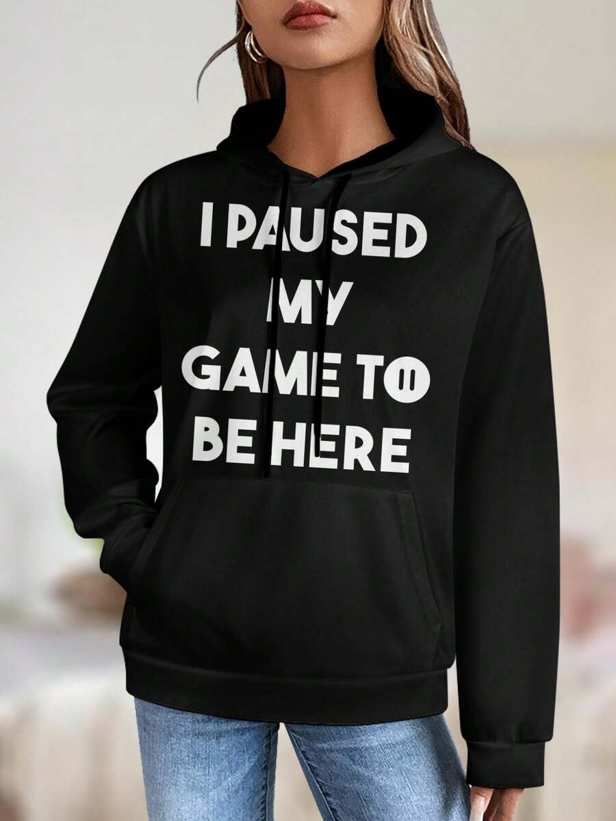 I Paused My Game To Be Here Gamer Girl Big Size Women Hoodie Hoodie - Black - View 1