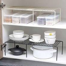 A Retractable Kitchen Spice Rack, Wrought Iron Cabinet, Multifunctional Retractable Combination For Pots And Bowls, Storage Rack - White - View 1