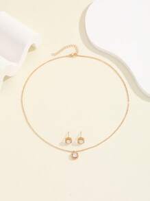 3 件套奢华锆石镶嵌项链 + 耳环套装，简约时尚水钻颈链吊坠铜饰品，适合女性日常、节日、婚礼和派对佩戴 - 彩色 - 查看 6