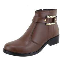 Short Boot Ankle Bootie Side Buckle Detail Foam Lining Comfort - Màu nâu Sô-cô-la - Xem 7
