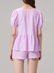 Women 2 Piece Outfits Reversible Tie Front Short Sleeves Tops And Elastic Shorts Club Streetwear Fashion Clothes