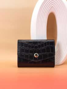 MINGYOU Vintage Crocodile Pattern Short Style PU Wallet With Multiple Card Slots High Capacity Unisex Card Holder For Women Wallet Mini Wallet Purse Wallet Card Wallet