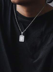 Collar con colgante del abecedario completo de 26 letras en oro/platino enchapado, letras mayúsculas cuadradas, adecuado para mujeres y hombres, cadena ajustable (40+5cm) - Multicolor - Ver 10