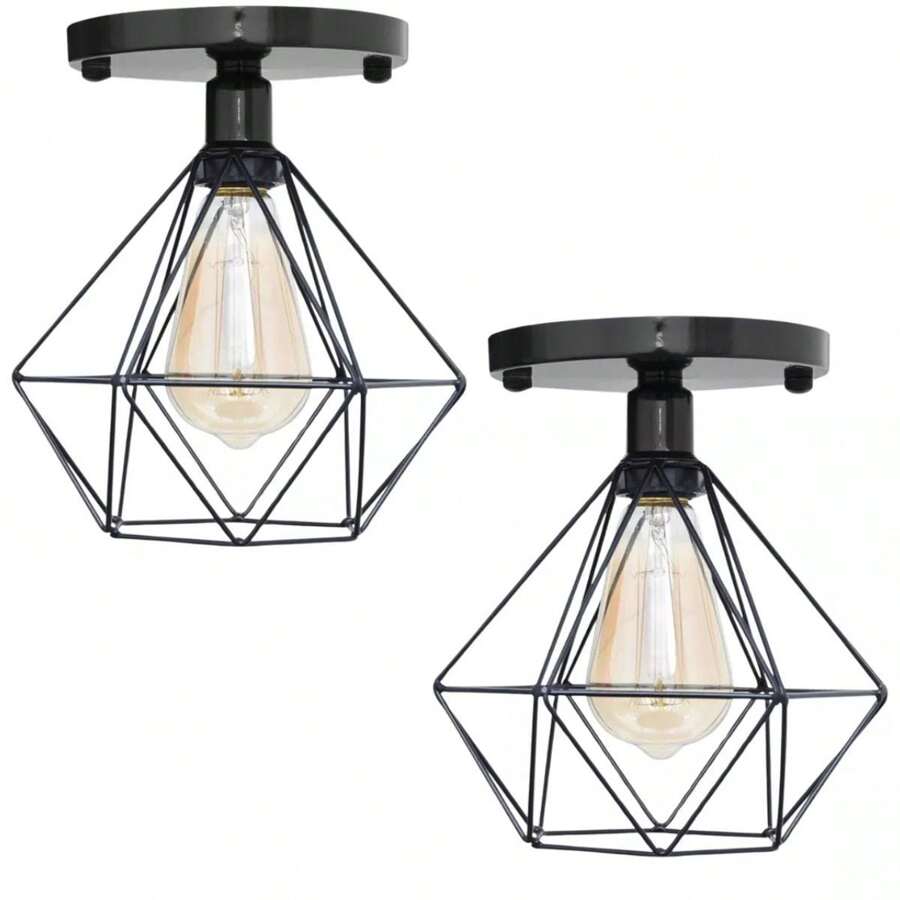 Kit 2 Lustres Italia pendente vintage retro perfeito para seu lar - Preto - Visão 1