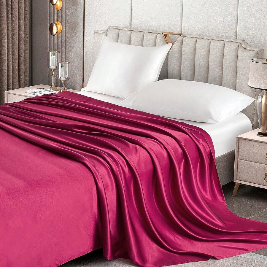 1 Stück Satin Spannbettlaken, luxuriös und seidig weiche Bettwäsche (nur Spannbettlaken)