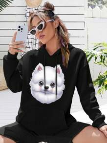 Fur-Bulous Samoyed Big Size Women Hoodie Best Samoyed Cute Samoyed Christmas Gift For Ladies Dads - 黑色 - 查看 1