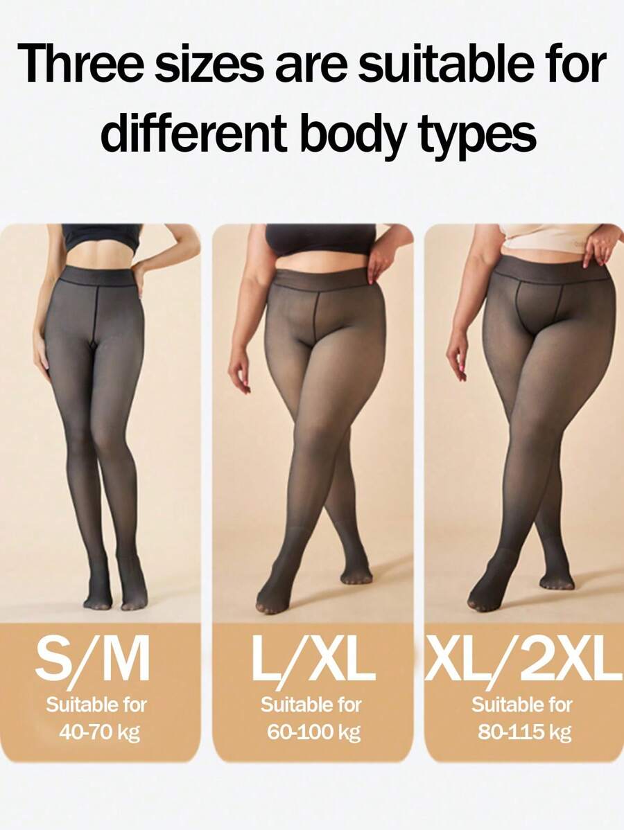 1 Cặp quần bó da giả trong suốt lót nhiệt dày dặn cho nữ, có sẵn các kích cỡ thông thường, trung bình và ngoại cỡ, quần bó bó ấm áp có thể mặc làm áo khoác ngoài, mùa thu/đông - màu đen - Xem 1