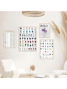 1 pieza Cartel de arte de pared de moda moderna con minerales, gemas, cristales y geología semipriciosa en óleo sobre lienzo para decoración del hogar o regalo sin marco