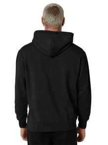 Men's Plain Kangaroo Hooded Sweatshirt Without Plain Print - màu đen - Xem 3