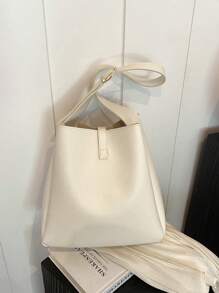 Geantă de mână nouă, la modă, de culoare solidă, cu capacitate mare, pentru femei, geantă casual șic potrivită pentru navetă, geantă de umăr și crossbody