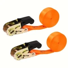 Vmingo 2pzs Sujetador Matraca Cinto 3m Auto Moto Carga Amarre 400kg	Tensor Acero cuerda de remolque cinturon de trinquete - Naranja - Ver 2